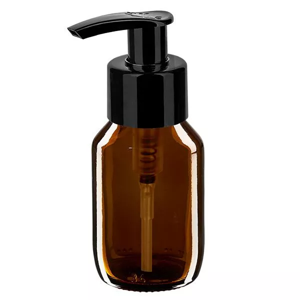 50ml Medizinflasche braun, mit Dispenserpumpe schwarz ApoGlas 50ml Medizinflasche braun, mit Dispenserpumpe schwarz ApoGlas