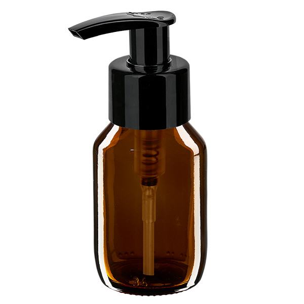 50ml Medizinflasche braun, mit Dispenserpumpe schwarz ApoGlas