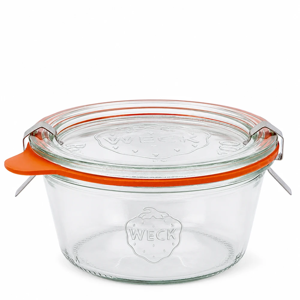 290ml Sturzglas niedrig komplett WECK RR100 WECK Sturzglas 290ml RR100 niedrig mit Glasdeckel und Gummiring Einmachglas für Konservierung