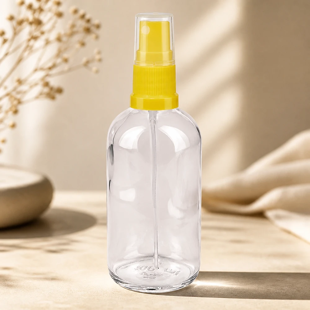 Befüllbare 100ml Flasche mit Sprühkopf gelb transparent für Reise und Alltag