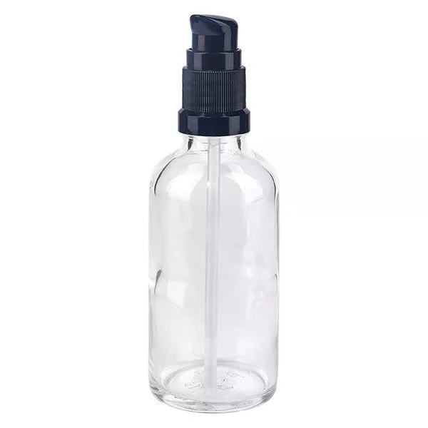 Apothekenflasche klar 50ml PumpVerschluss schwarz Standard