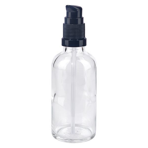 Apothekenflasche klar 50ml PumpVerschluss schwarz Standard Apothekenflasche klar 50ml PumpVerschluss schwarz Standard