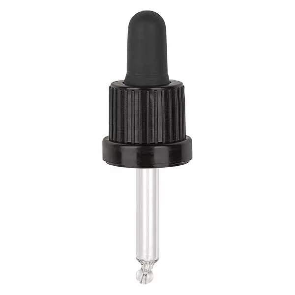 Glas-Tropfpipette, schwarz/schwarz PL44 Originalitätsverschluss III