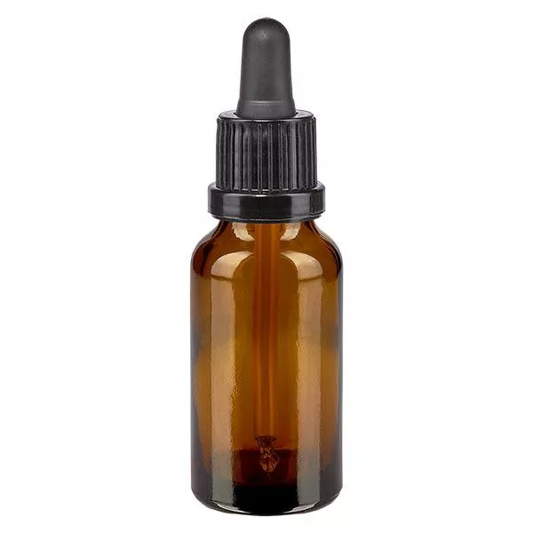 Apothekenflasche braun 20ml Pipette schwarz Originalitätsverschluss