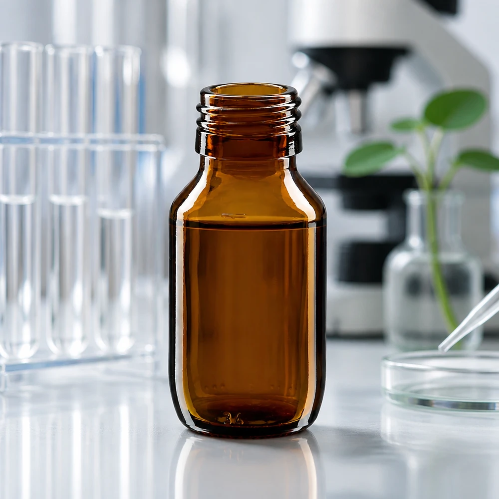 Vielseitige 50ml Braunglasflasche PP28 Anschluss für Ätherische Öle Tropfen und Extrakte