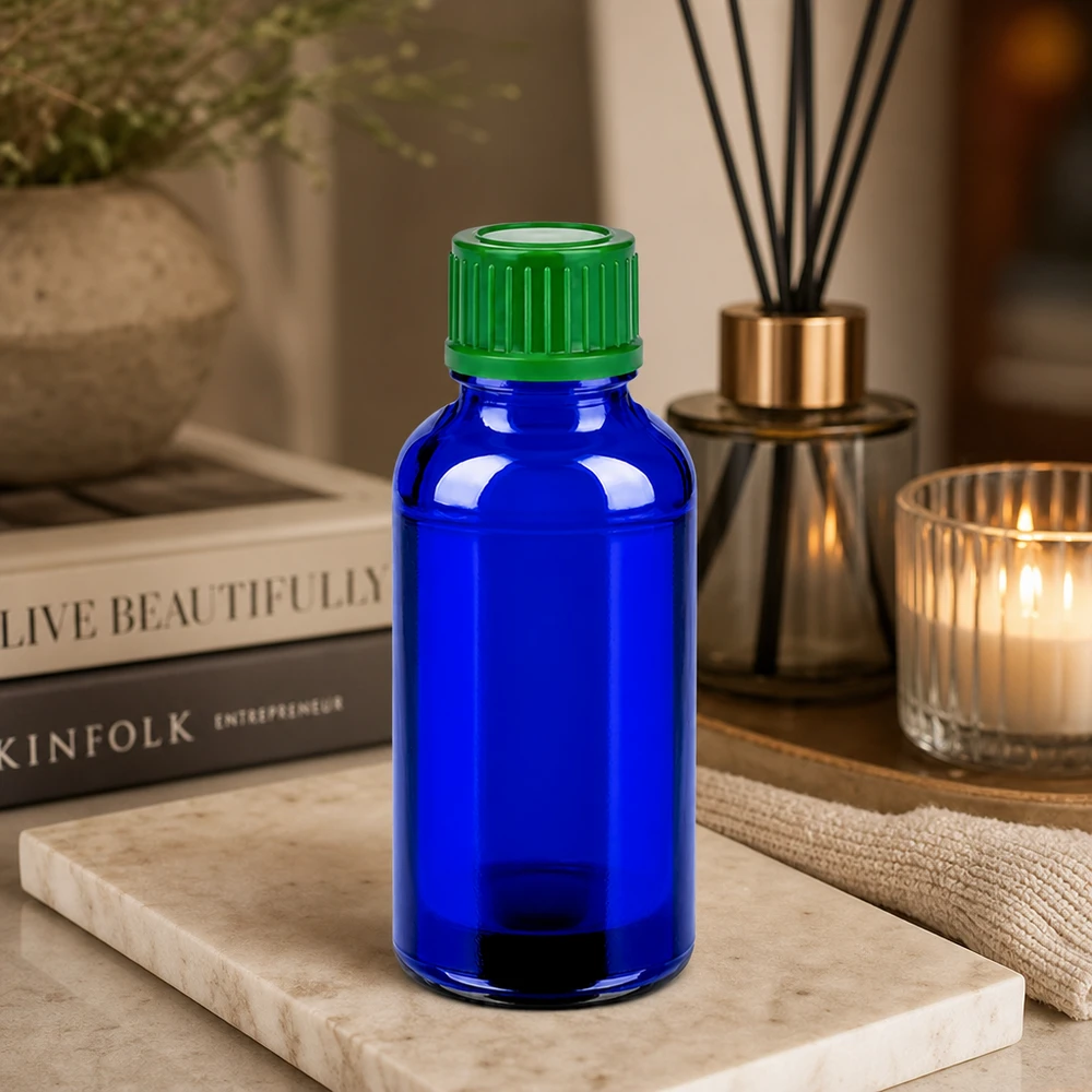 Praktische 30ml Tropfflasche aus UV-schützendem Blauglas für Naturheilkunde und Homöopathie