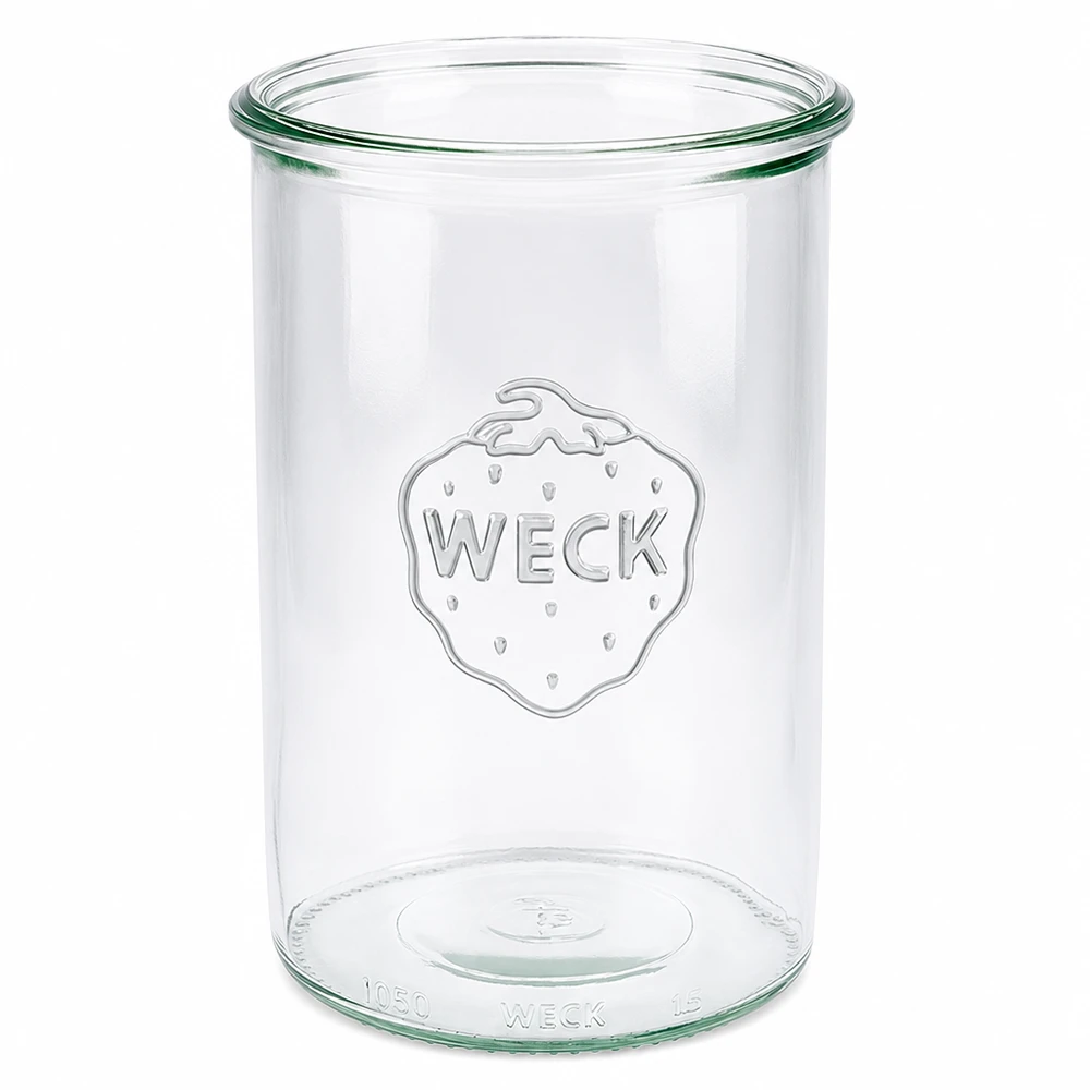 1000ml Sturzglas WECK RR100 WECK Sturzglas 1000ml RR100 aus klarem Glas mit eingeprägtem Logo für Einmachen und Vorratshaltung