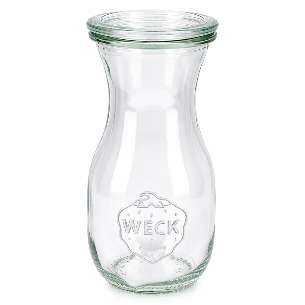 290ml Saftflasche mit Glasdeckel WECK RR60 WECK Saftflasche 290ml aus Glas mit Glasdeckel RR60 transparent mit Weck-Logo für Saft und Getränke