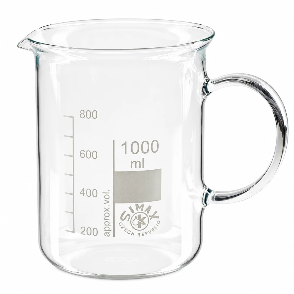 Becherglas mit Henkel 1000ml aus Borosilikatglas ideal für Labor und Haushalt