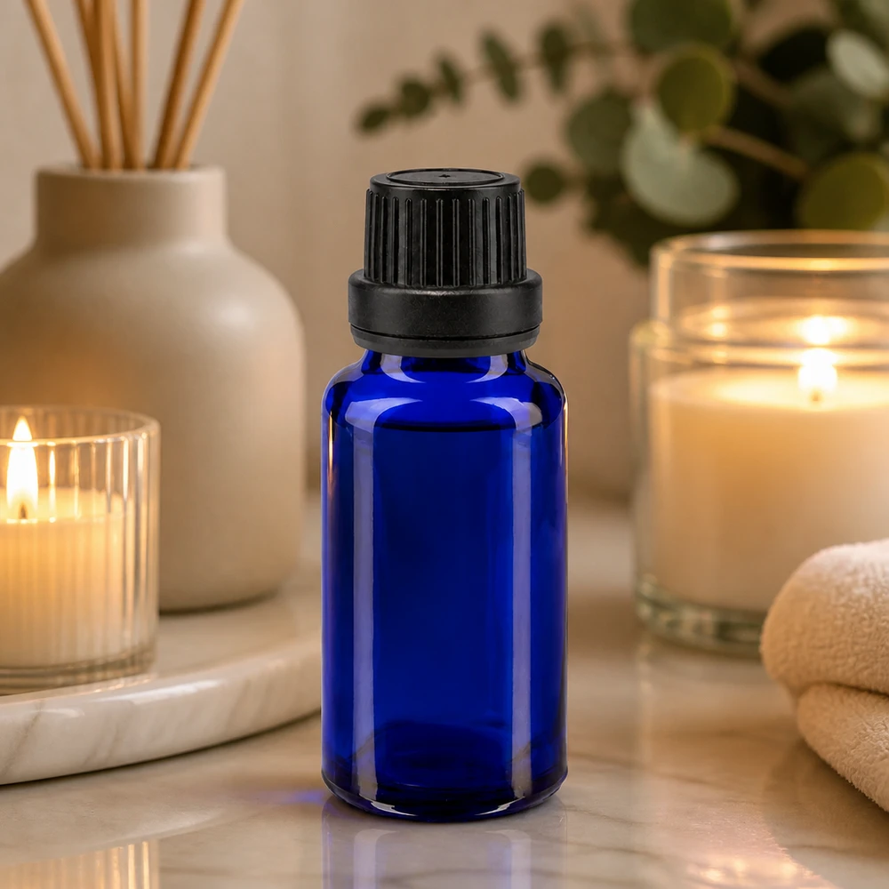 Apothekerflasche 20ml blau Glas mit Originalitätsverschluss für Kosmetik und Naturheilkunde