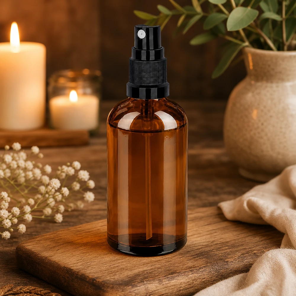 Wiederverwendbare 100ml Glassprayflasche mit ergonomischem schwarzem Sprühkopf für Nachhaltigkeit