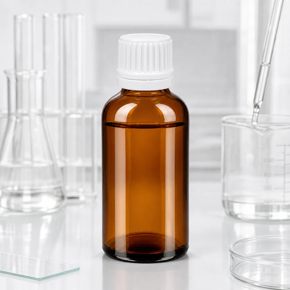 50ml Tropfflasche 0.7mm weiß Originalitätsverschluss BrownLine UT18/50 Robuste BrownLine Tropfflasche 50ml mit kindersicherem weißem Verschluss für den täglichen Gebrauch