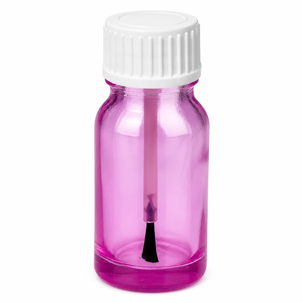 Lilafarbene Glasflasche 10ml mit Pinselapplikator für Nagellack oder Kosmetik