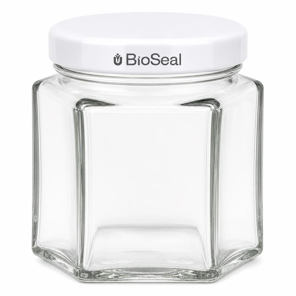 47ml Hexaglas mit BioSeal Deckel weiß UNiTWIST