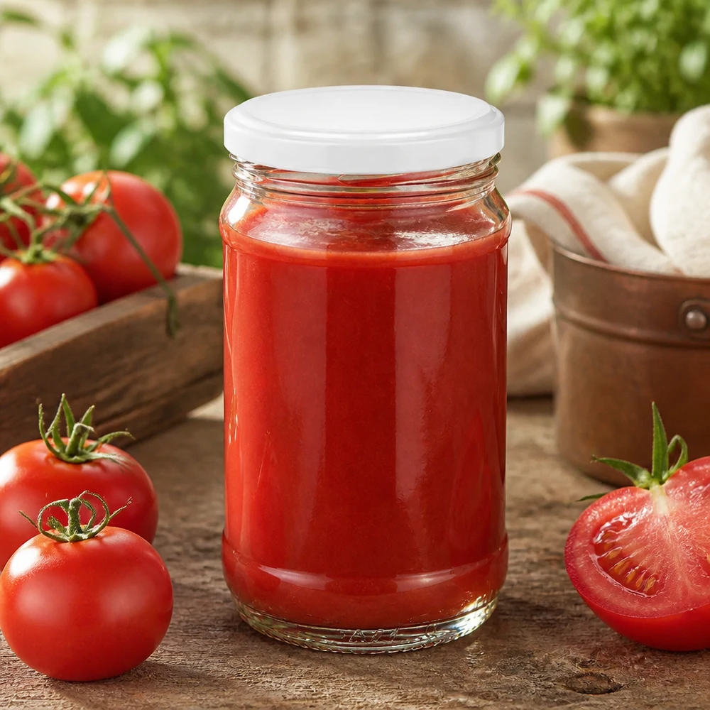 370ml UNiTWIST Rundglas mit weißem BasicSeal Deckel perfekt für Tomatenmark und Passata