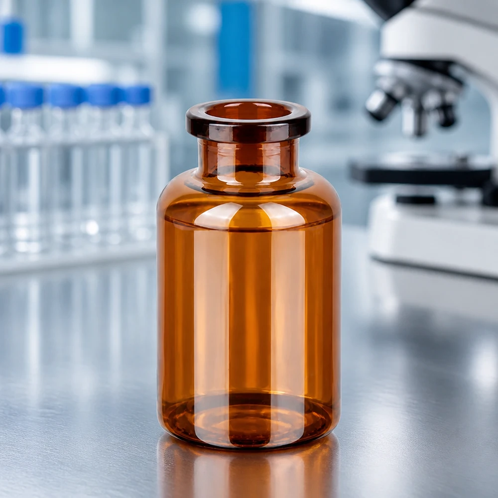 Pharmazeutische Braunglas Injektionsflasche 20ml mit flachem Boden und breitem Körper