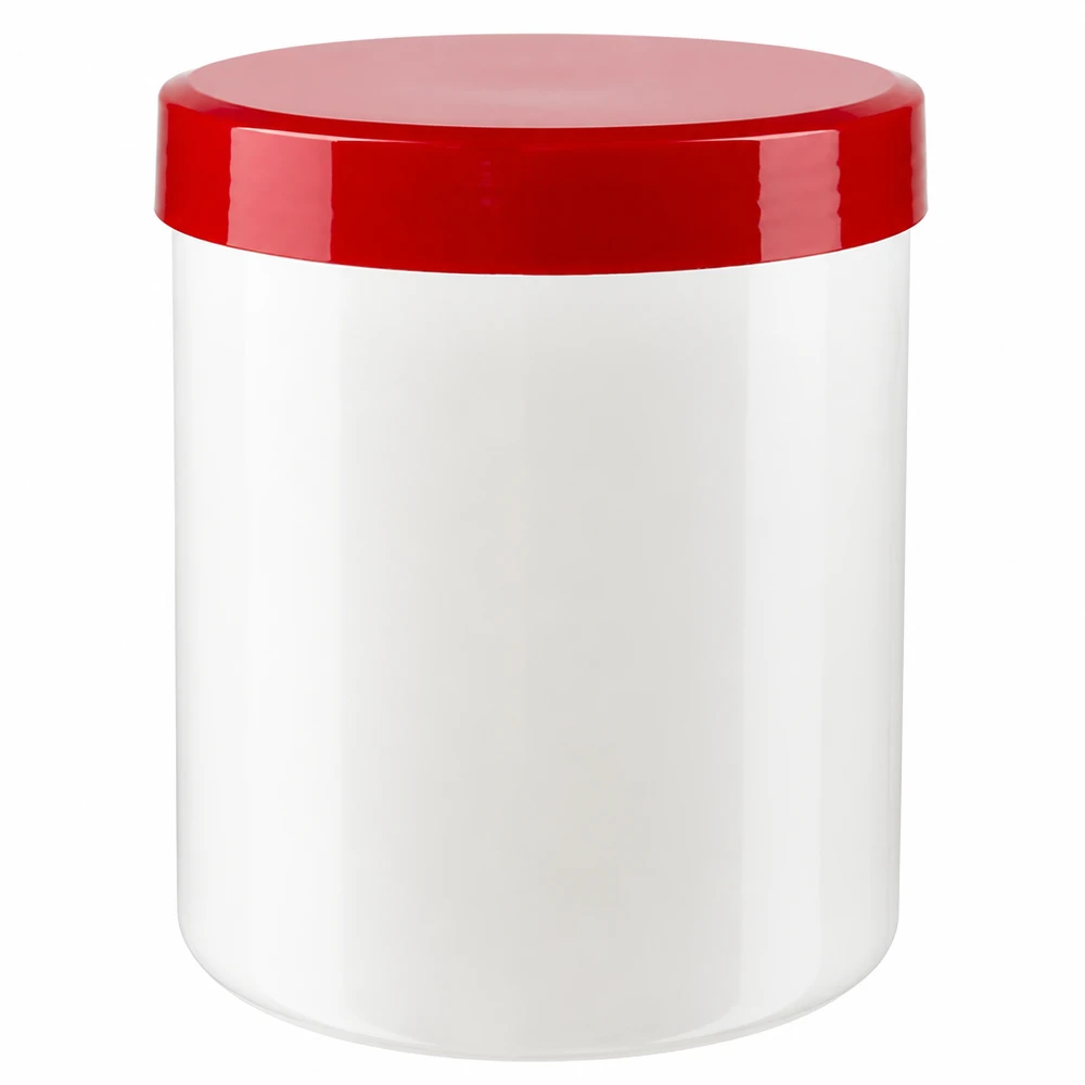 Apotheken Salbendose 75g weiß mit rotem Kunststoffschraubdeckel PP