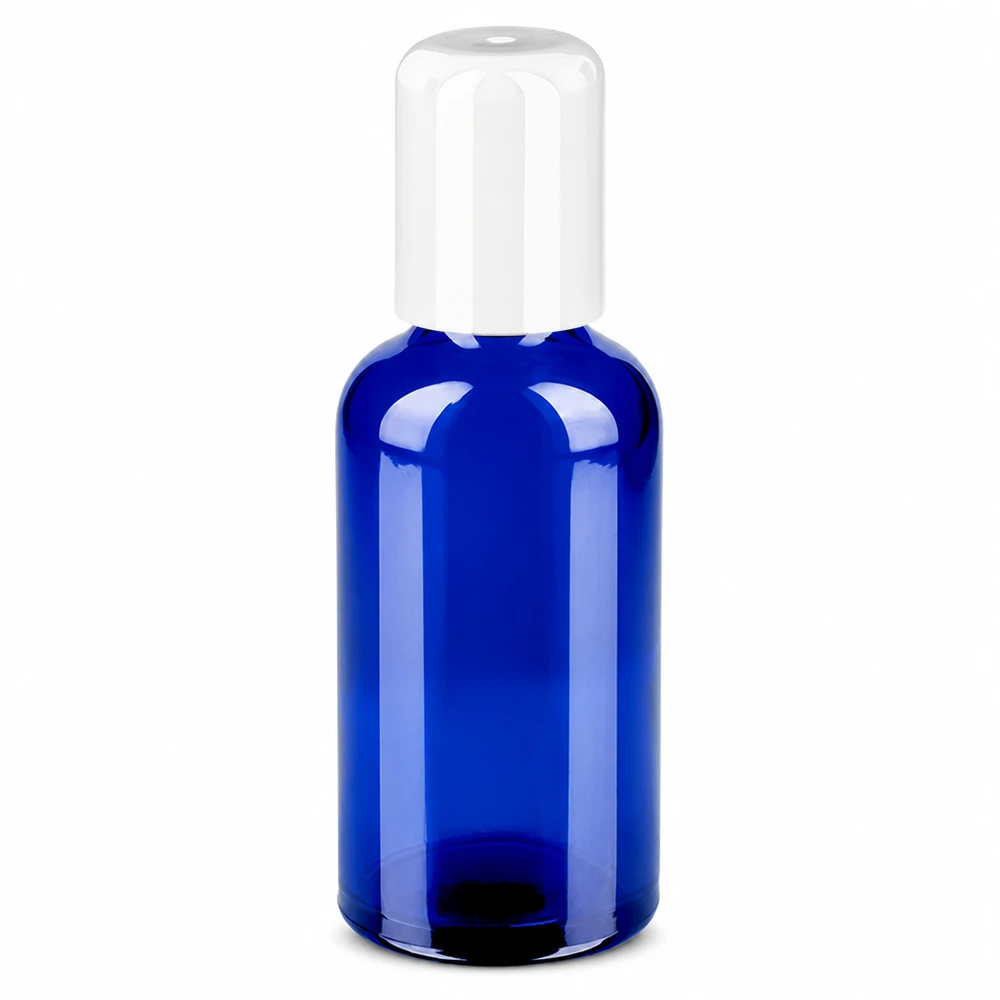 50ml Roll-On Flasche weiß Standardverschluss BlueLine UT18/50 Kompakte 50ml Roll-On Flasche in elegantem Blau mit ergonomischem Design UT18/50