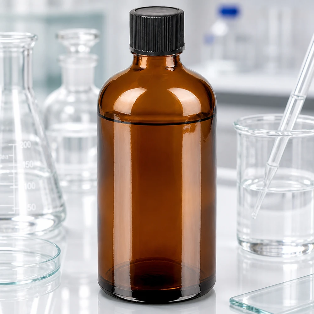 Robuste 100ml Apothekerflasche aus dunklem Glas mit langlebigem 1mm Tropfsystem