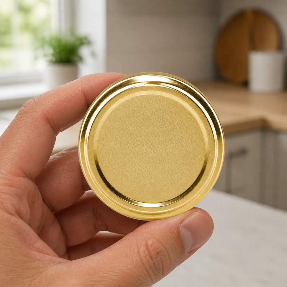 UNiTWIST TO82 goldener Einweckdeckel BioSeal BPA-frei unitemp Küchenansicht