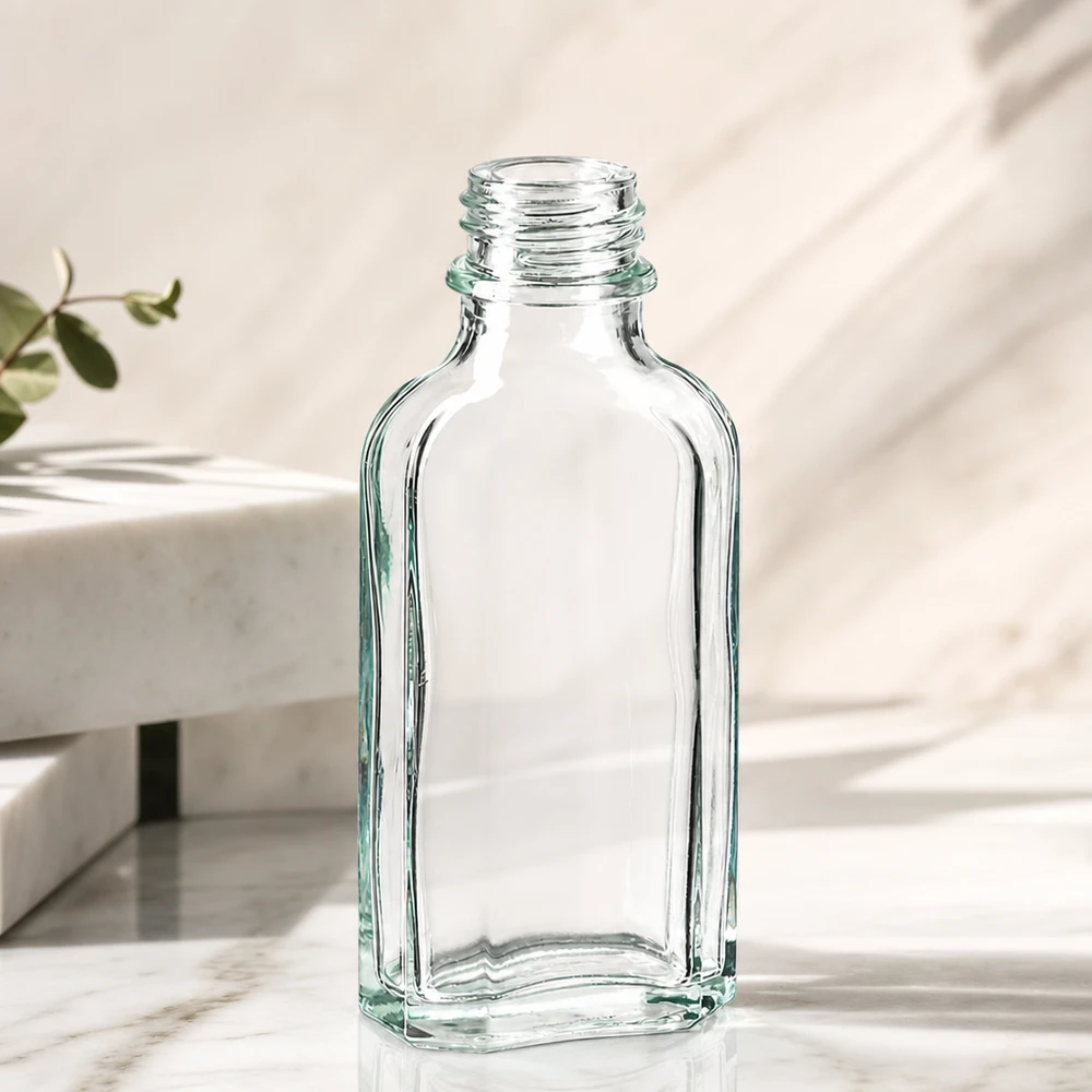 50 ml Reiseflasche aus Glas Meplatform klar mit engem DIN22 Verschlussgewinde