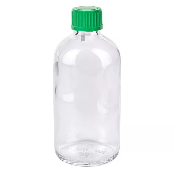 Zylindrische Klarglas Tropfflasche 100ml grün UT18 für pharmazeutische Anwendungen