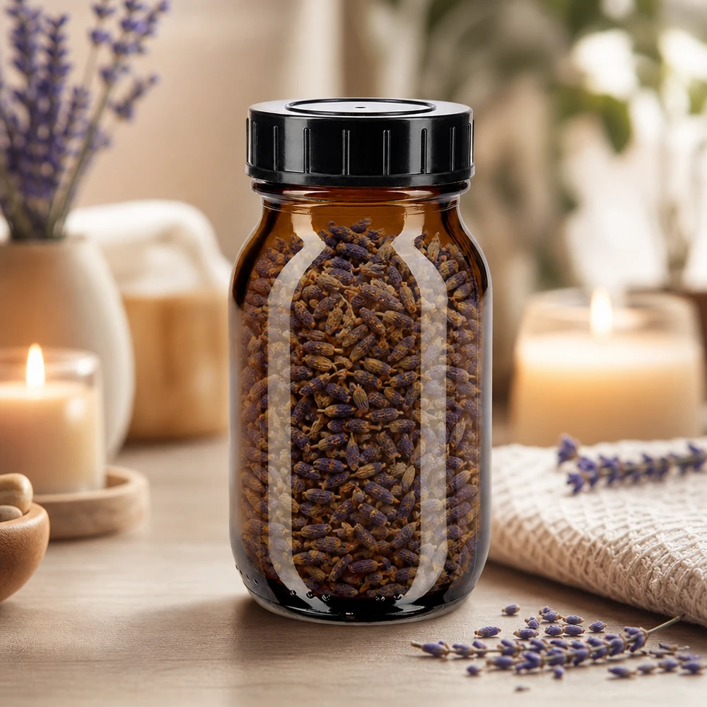 100ml Weithalsflasche Braunglas mit Schraubdeckel Premium Weithalsglas 100ml aus dunklem Braunglas mit festem Schraubdeckel für Aromaschutz