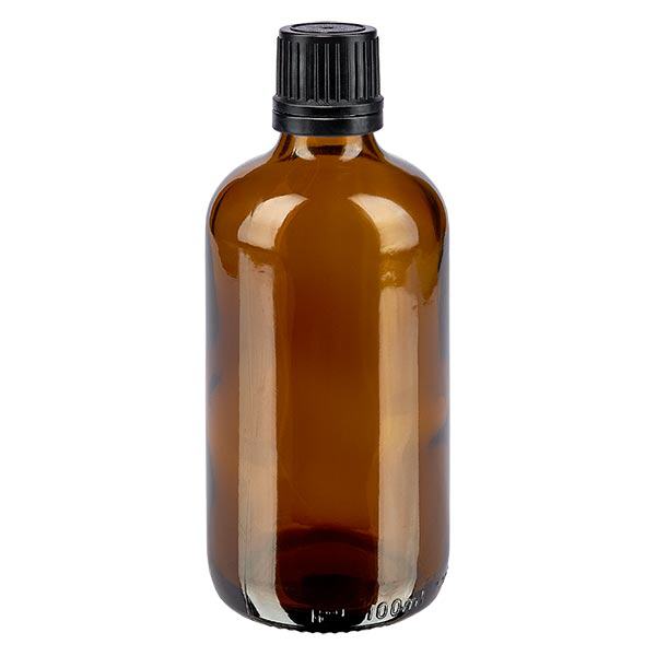Apothekenflasche braun 100ml Schraubverschluss schwarz Giessring Originalitätsverschluss Apothekenflasche braun 100ml Schraubverschluss schwarz Giessring Originalitätsverschluss