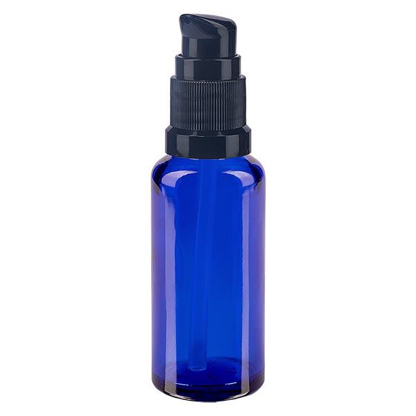 Apothekenflasche blau 30ml PumpVerschluss schwarz Standard