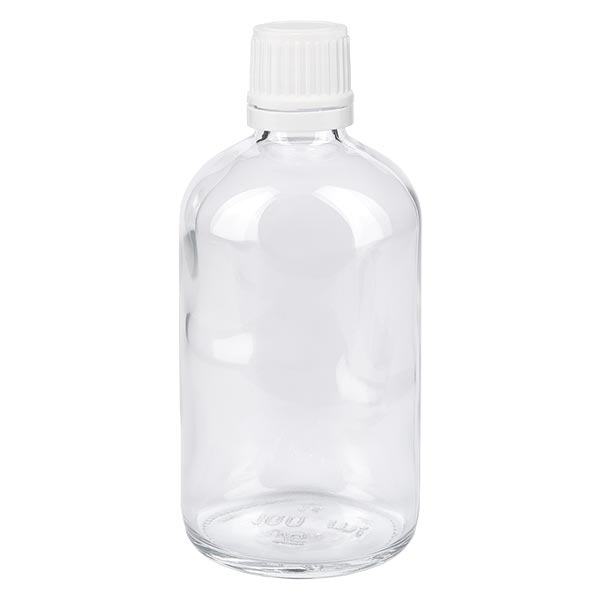 Apothekenflasche klar 100ml Schraubverschluss weiß Originalitätsverschluss