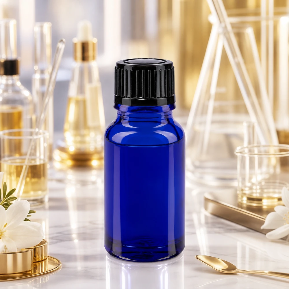 Apothekenflasche blau 10ml Tropfverschluss 1mm schwarz Standard Hochwertige blaue Glasflasche 10ml mit Präzisionstropfer für Kosmetik und Pharmazie
