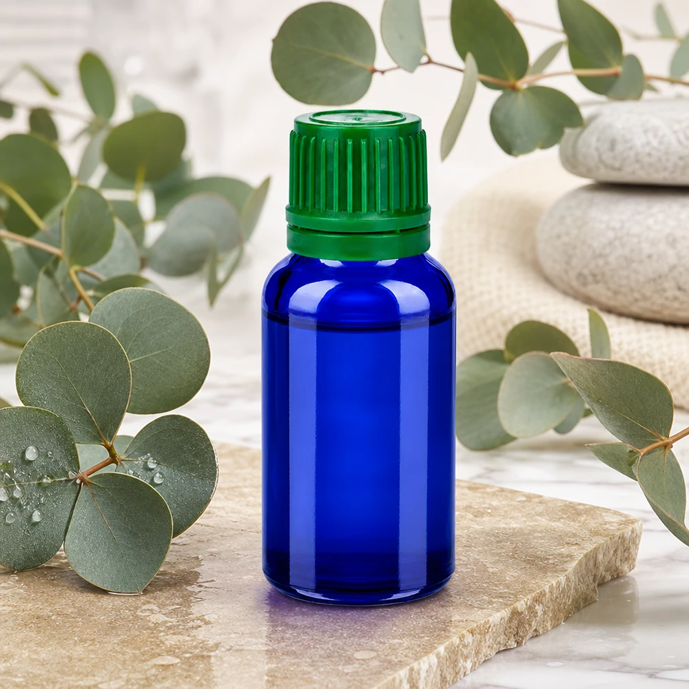 20ml Flasche 11mm Schraubverschluss grün Originalitätsverschluss BlueLine UT18/20 Elegante 20ml Glasflasche BlueLine Design mit kontrastreichem grünem Verschlusssystem