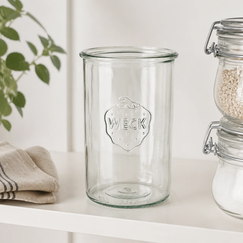1000ml Sturzglas WECK RR100 WECK Sturzglas 1000ml RR100 aus klarem Glas mit WECK-Logo für Einmachen und Vorratshaltung in der Küche