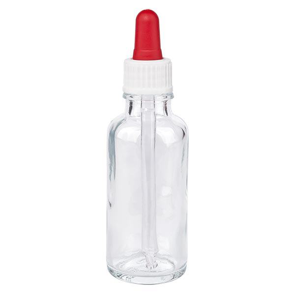 Apothekenflasche klar 30ml Pipette weiß/rot Standard