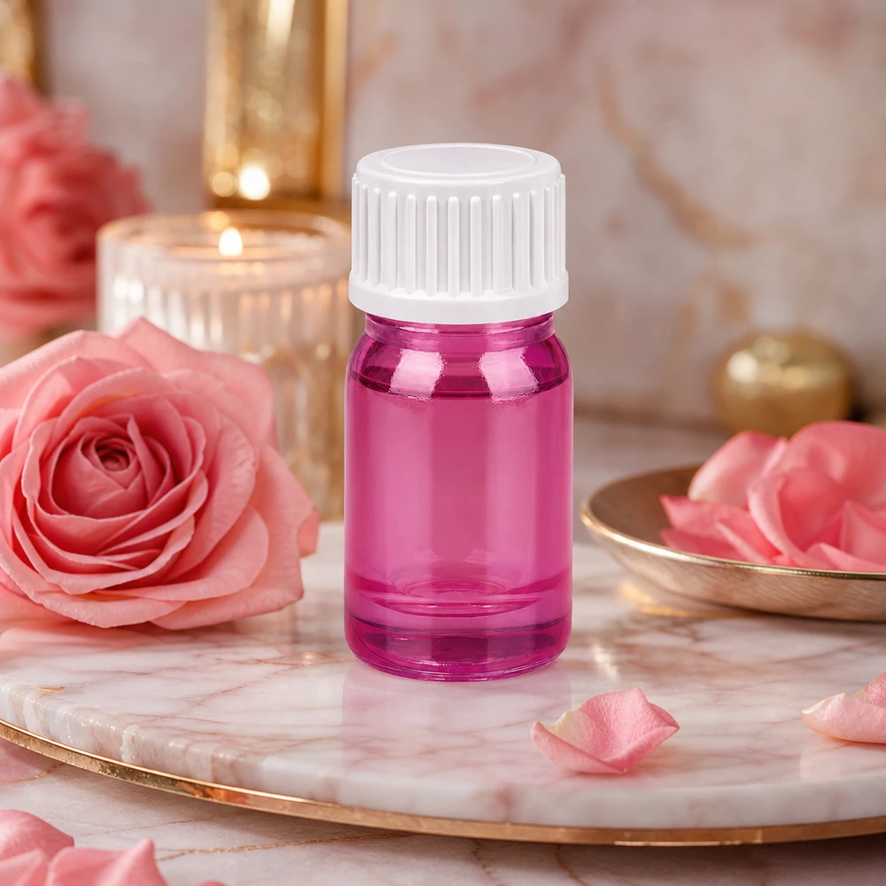 Professionelle 5ml Laborglasware mit lila-rosa Tönung und weißem Verschluss für Wirkstoffe