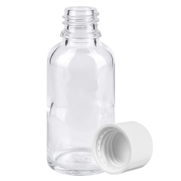 30ml Flasche 11mm Schraubverschluss weiß Standard Kindersicherung ClearLine UT18/30 30ml Flasche 11mm Schraubverschluss weiß Standard Kindersicherung ClearLine UT18/30