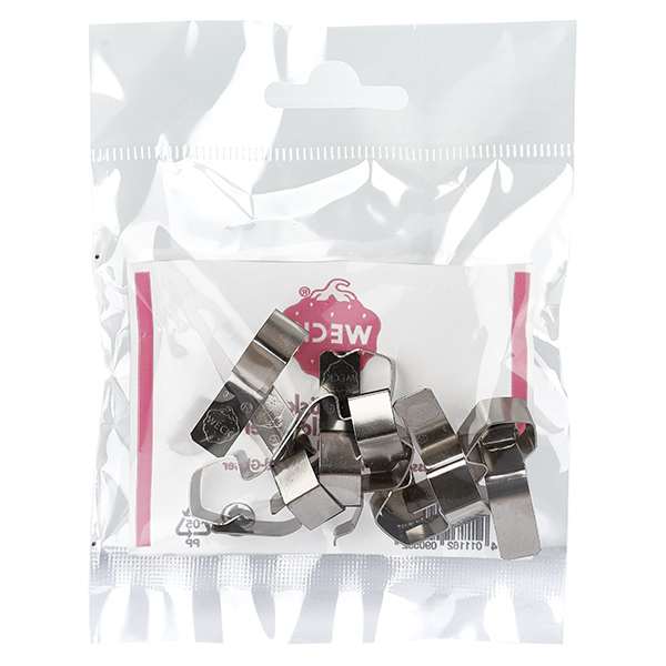 Klammern Original WECK (Pack(s) mit 12 Stück) WECK Klammern 12 Stück Edelstahl in geöffneter Verpackung sichtbar Einweckklammern für Rundrand Gläser Original