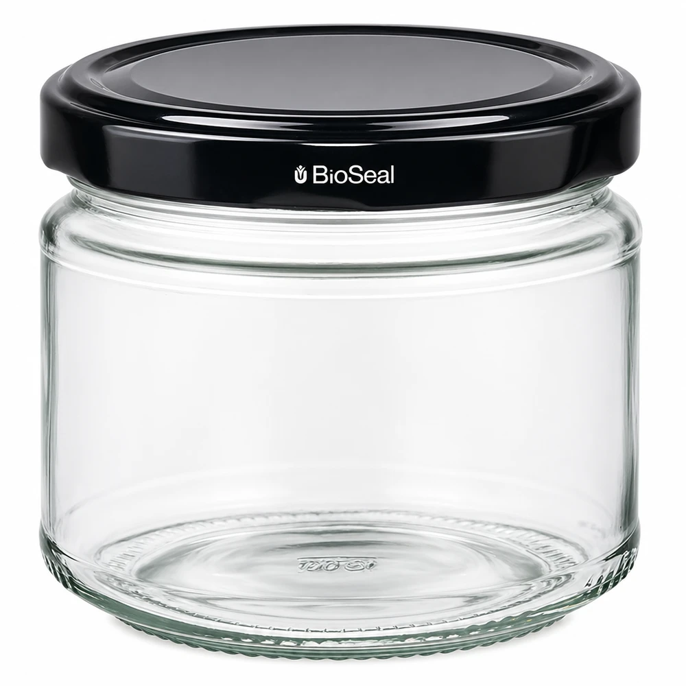 330ml Rundglas + BioSeal Deckel schwarz UNiTWIST UniTWIST Runda330 Einmachglas mit schwarzem TO82 BioSeal Deckel Glaskonserve Aufbewahrung Küche