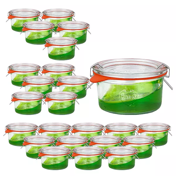 24er Set Weck Gläser 165ml Sturzglas mit 24 Glasdeckeln, 24 24er Set Weck Gläser 165ml Sturzglas mit 24 Glasdeckeln, 24