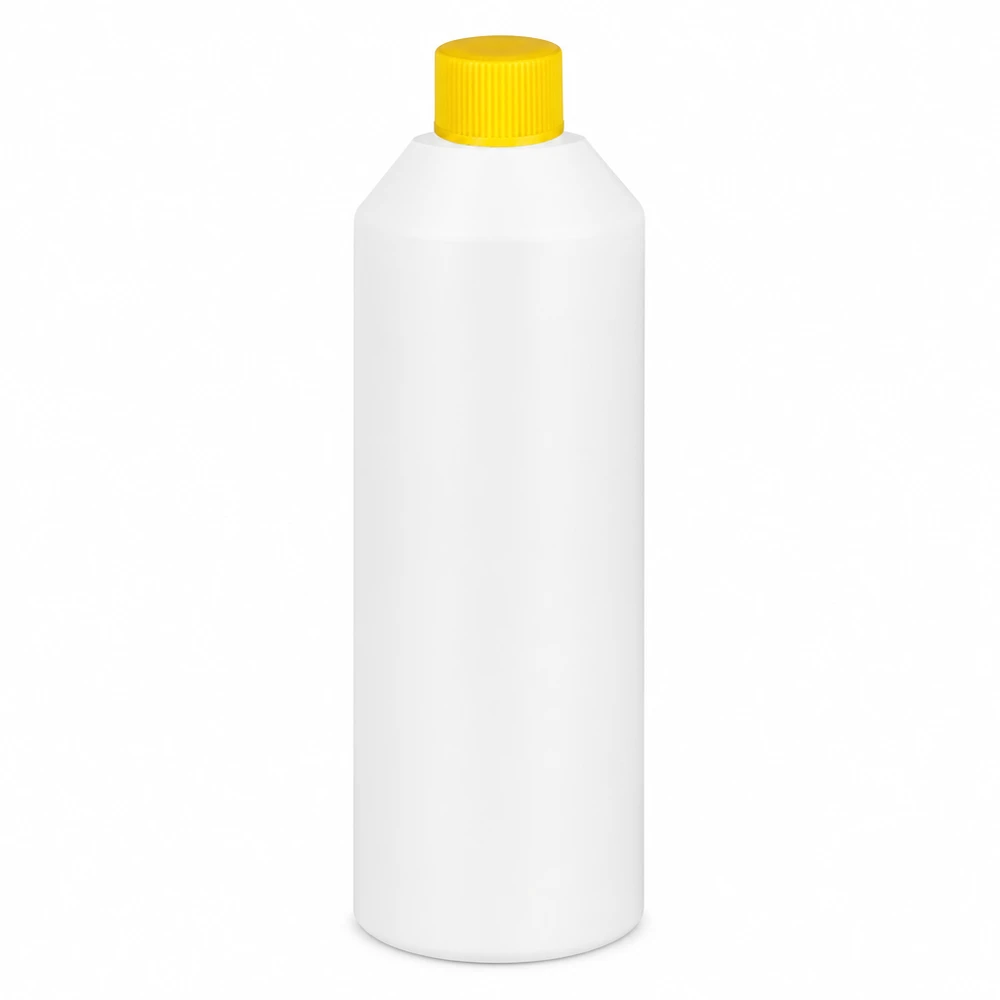 Apothekenflasche HDPE 250ml weiß, mit gelbem Schraubverschluss Laborflaschen HDPE 250ml weiß mit gelbem Sicherheitsverschluss Apotheke