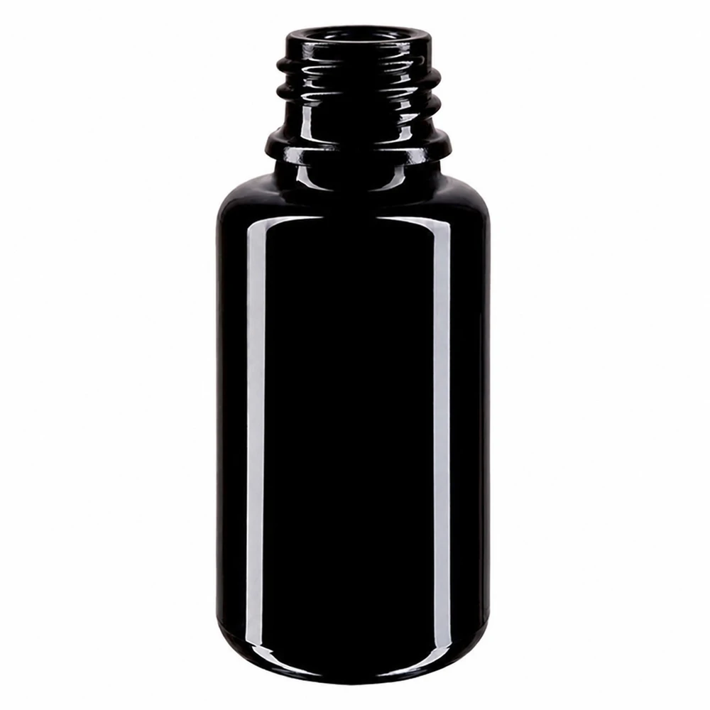 Violettglas Flasche 20ml DIN 18 (Mironglas) Runde Tropfflasche 20ml aus dunklem Violettglas mit klassischer Flaschenform und Gewinde