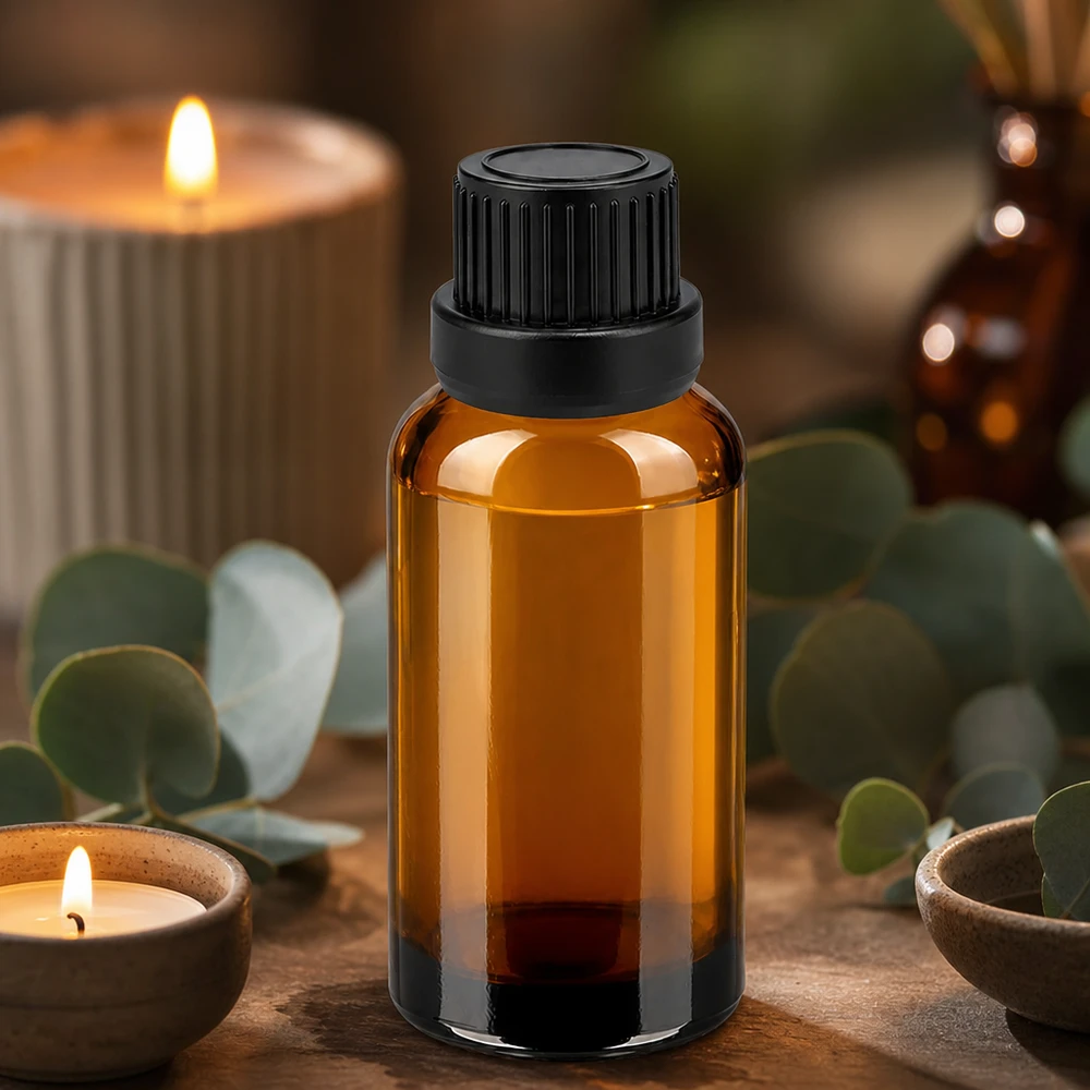 Premium 30ml Tropfbehälter aus braunem Glas mit ergonomischem schwarzem Verschluss
