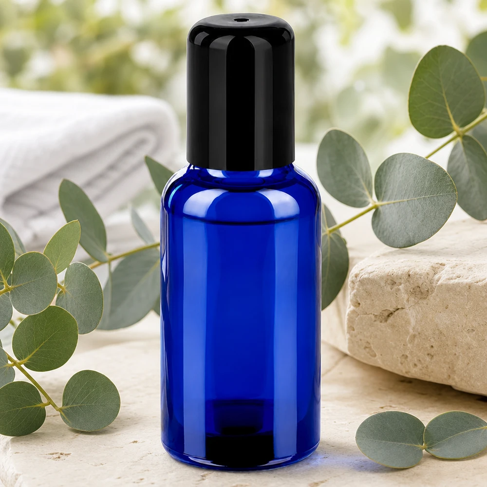 Wiederbefüllbare 30ml Roll-On Flasche STD BlueLine in blau für nachhaltige Kosmetikaufbewahrung