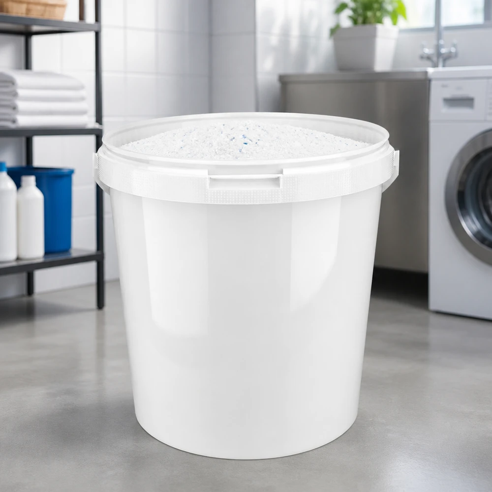Eimer 10.7L aus weißem Kunststoff Polypropylen ohne Deckel Hygienischer weißer Kunststoffeimer 10,7L aus PP für Wäscherei und Reinigung