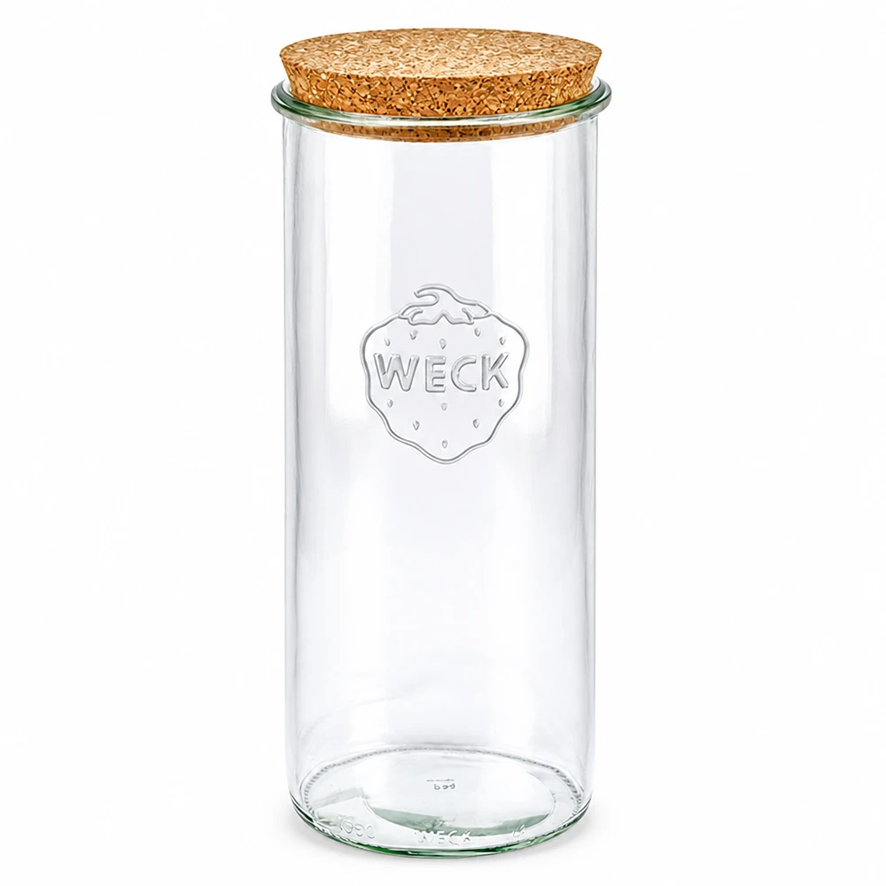 1500ml Sturzglas WECK RR100 mit Korken natur WECK Sturzglas 1500ml RR100 mit Naturkorken Deckel Vorratsglas Einmachglas transparent