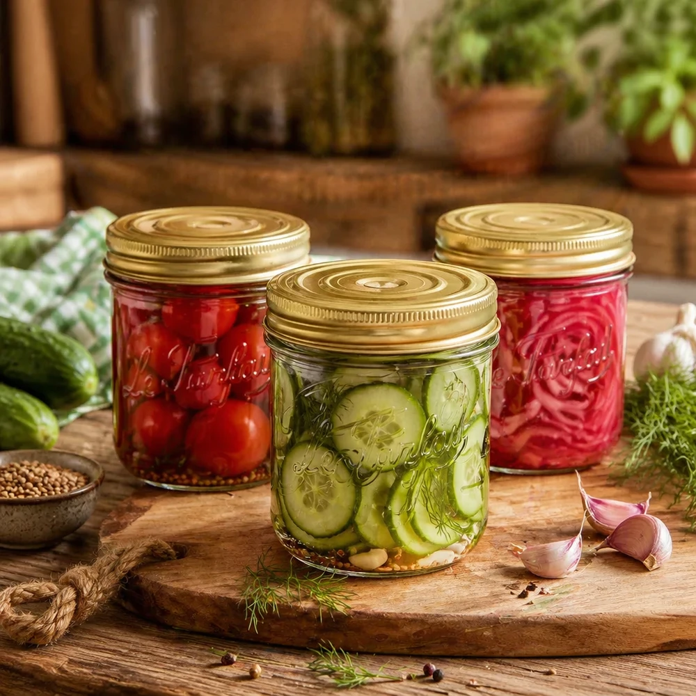 415ml Sturzglas "Familia Wiss" 2-teiliges Deckelsystem Le Pa 415ml Sturzglas Familia Wiss mit 2-teiligem Deckelsystem für Einmachgläser und Konservierung von Gemüse