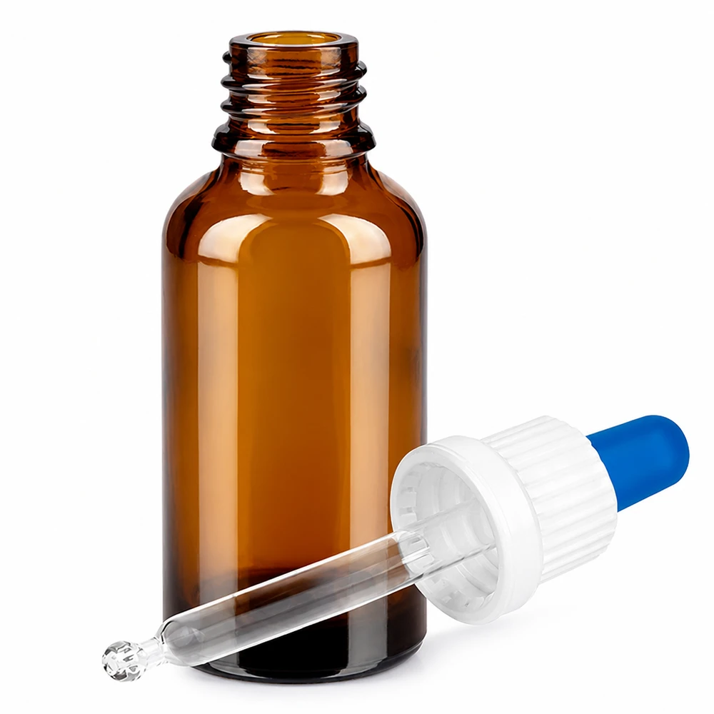 30ml Pipettenflasche weiß/blau Originalitätsverschluss BrownLine UT18/30 Kompakte 30ml Tropferflasche aus Amber-Glas - professionelle Qualität für Labor und Praxis