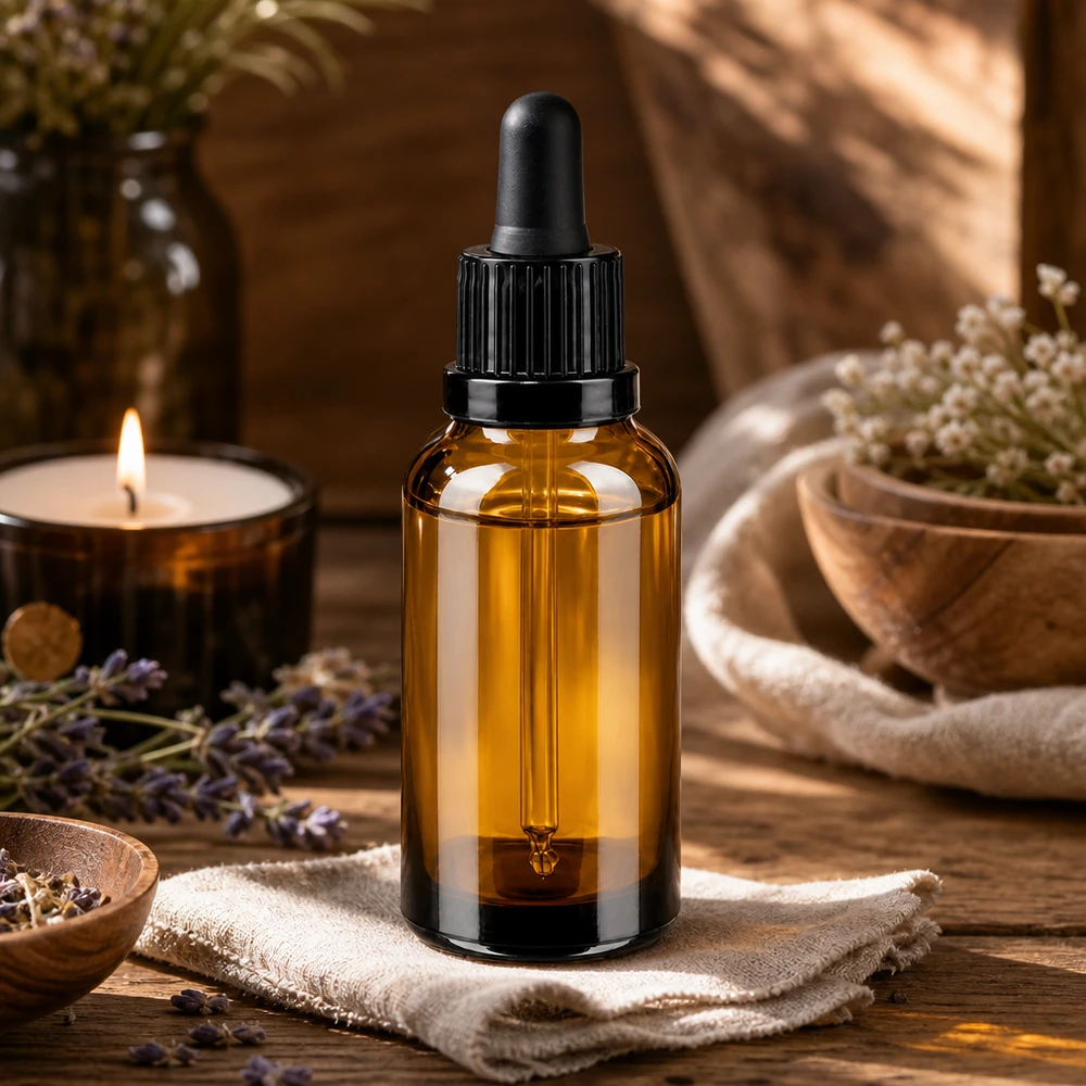 30ml Laborflasche aus getöntem Glas mit Tropfpipette für präzise Mengenabgabe