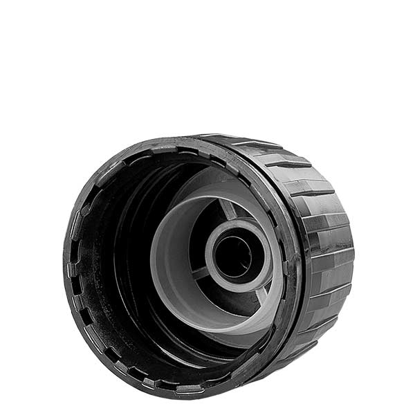 Schraubverschluss 28mm schwarz für Med.Flaschen mit OV-Ring Schraubverschluss 28mm schwarz für Med.Flaschen mit OV-Ring