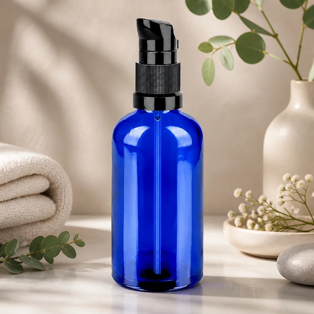100ml Pumpflasche schwarz Standardverschluss BlueLine UT18/100